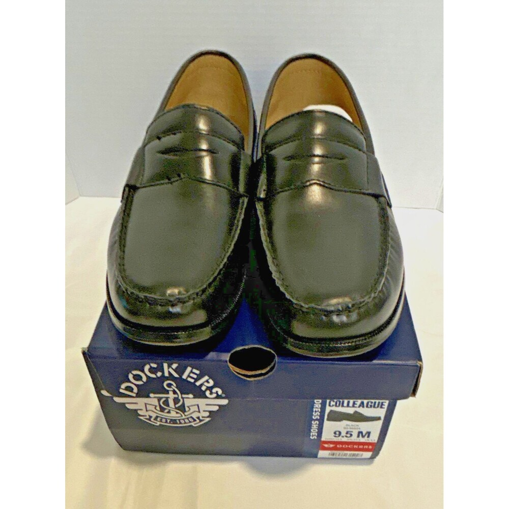 Dockers Colleague Men’s Black Faux Leather Slip-On Dress Loafer 9.5 M NIB